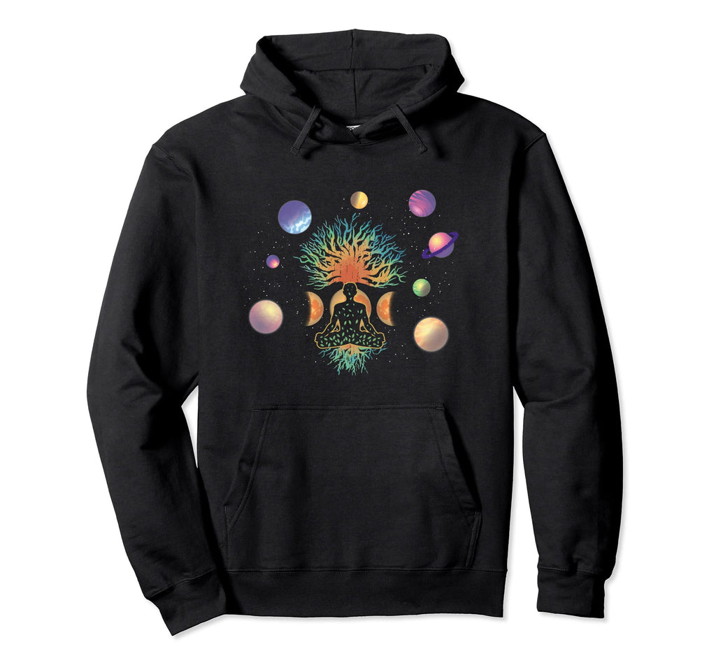 Tree Planets Yoga Meditation Spiritual Hoodie - Streetwear Style Men Women - T-Shirt, Sweatshirt, Hoodie
