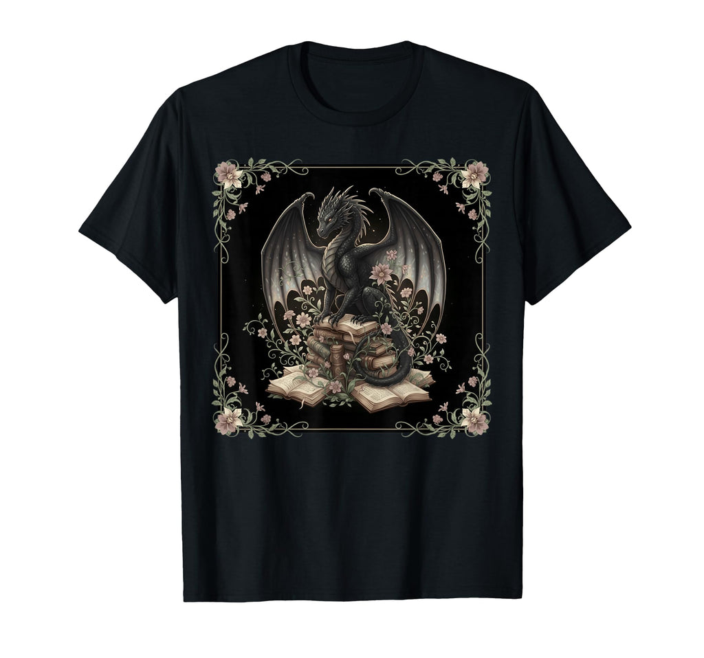 Dragon Library Books Gothic T-Shirt - Streetwear Style for Adults - T-Shirt, Sweatshirt, Hoodie