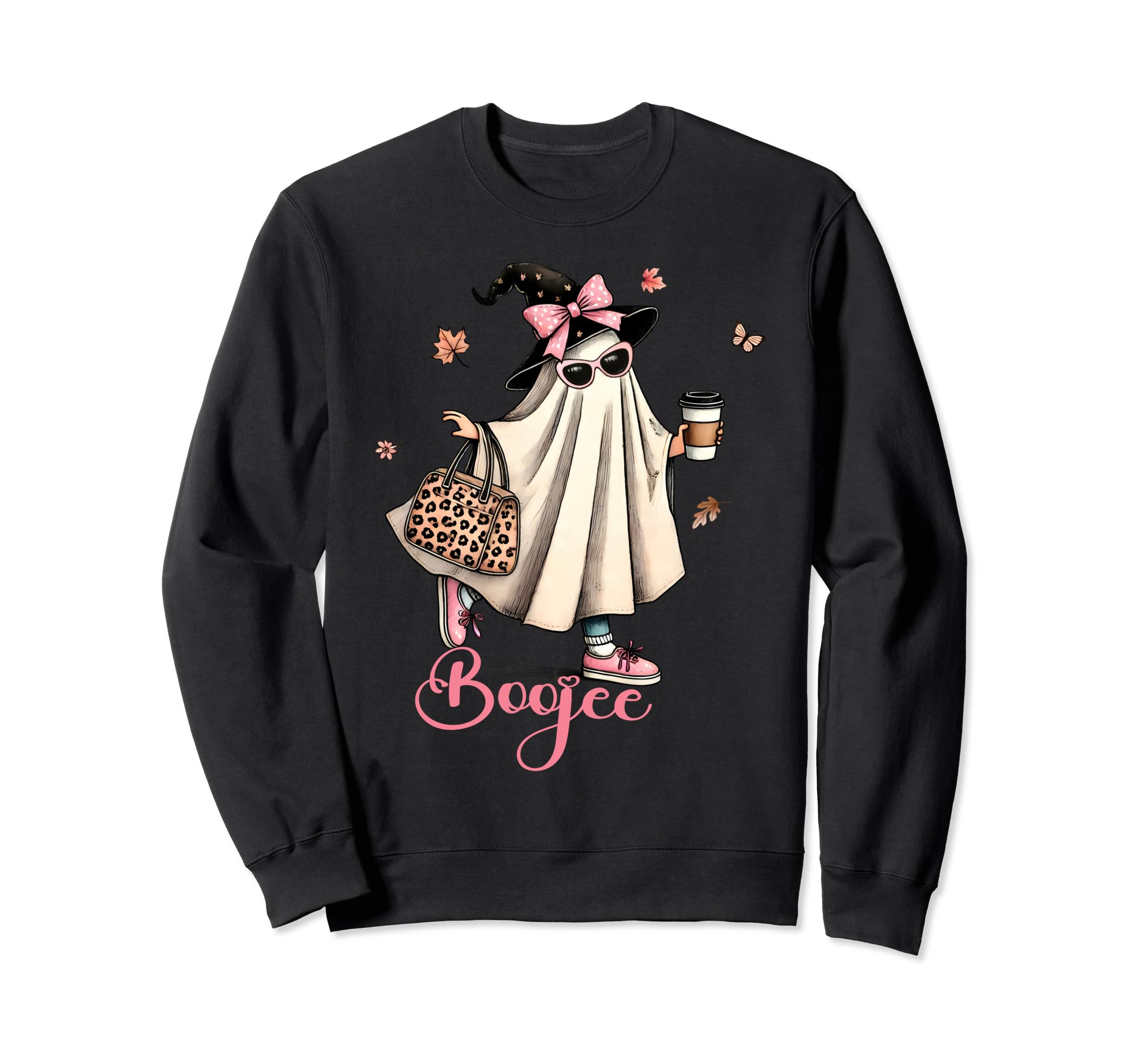 Boo Jee Ghost Drinking Coffee Sweatshirt - Fun Novelty Design for Adults - T-Shirt, Sweatshirt, Hoodie