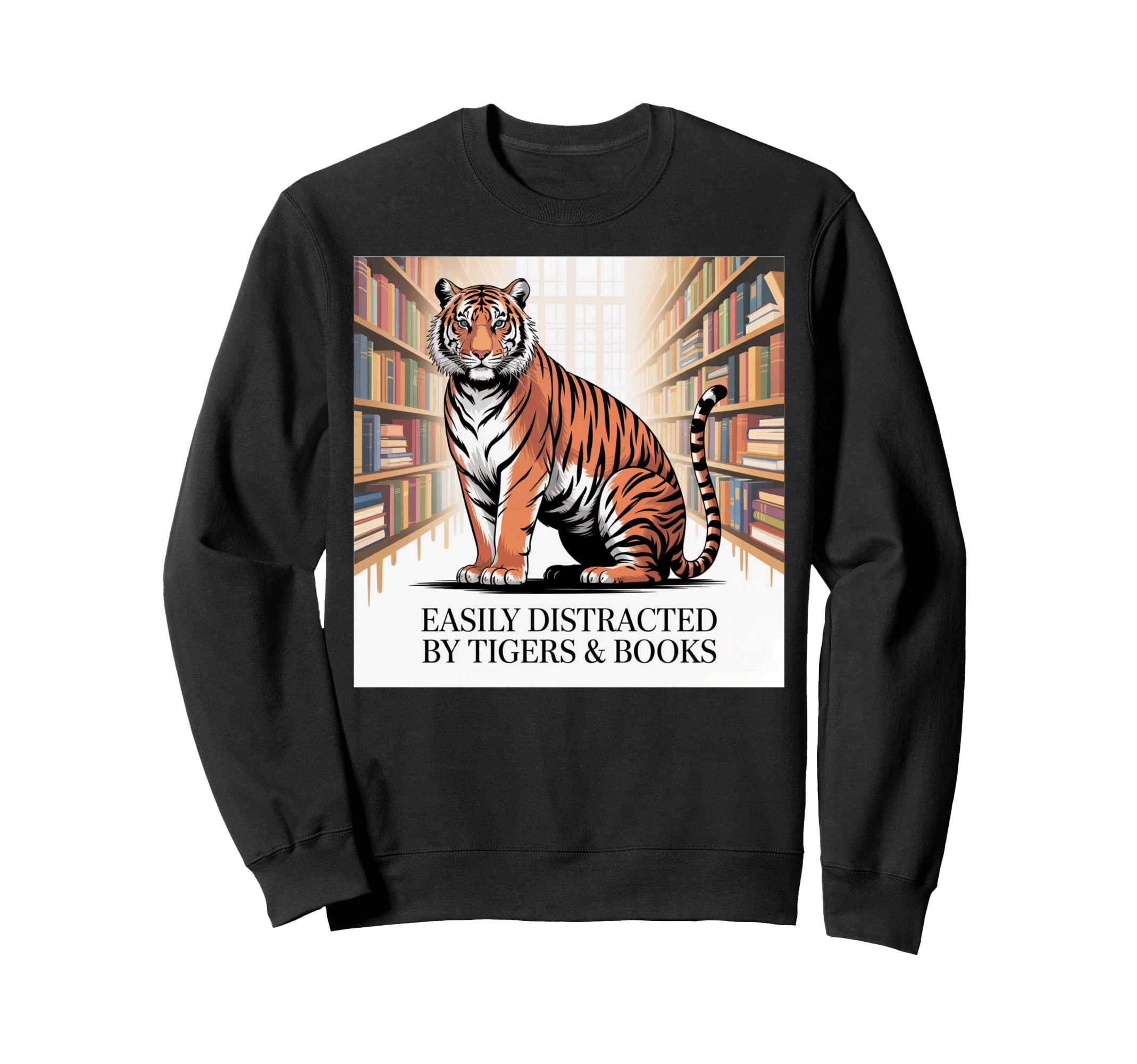 Tiger Books Nerds Tiger Decor Sweatshirt - Custom Art Print for Adults - T-Shirt, Sweatshirt, Hoodie