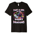 Just Who Loves Books Dragons T-Shirt - Novelty Apparel for Adults - T-Shirt, Sweatshirt, Hoodie