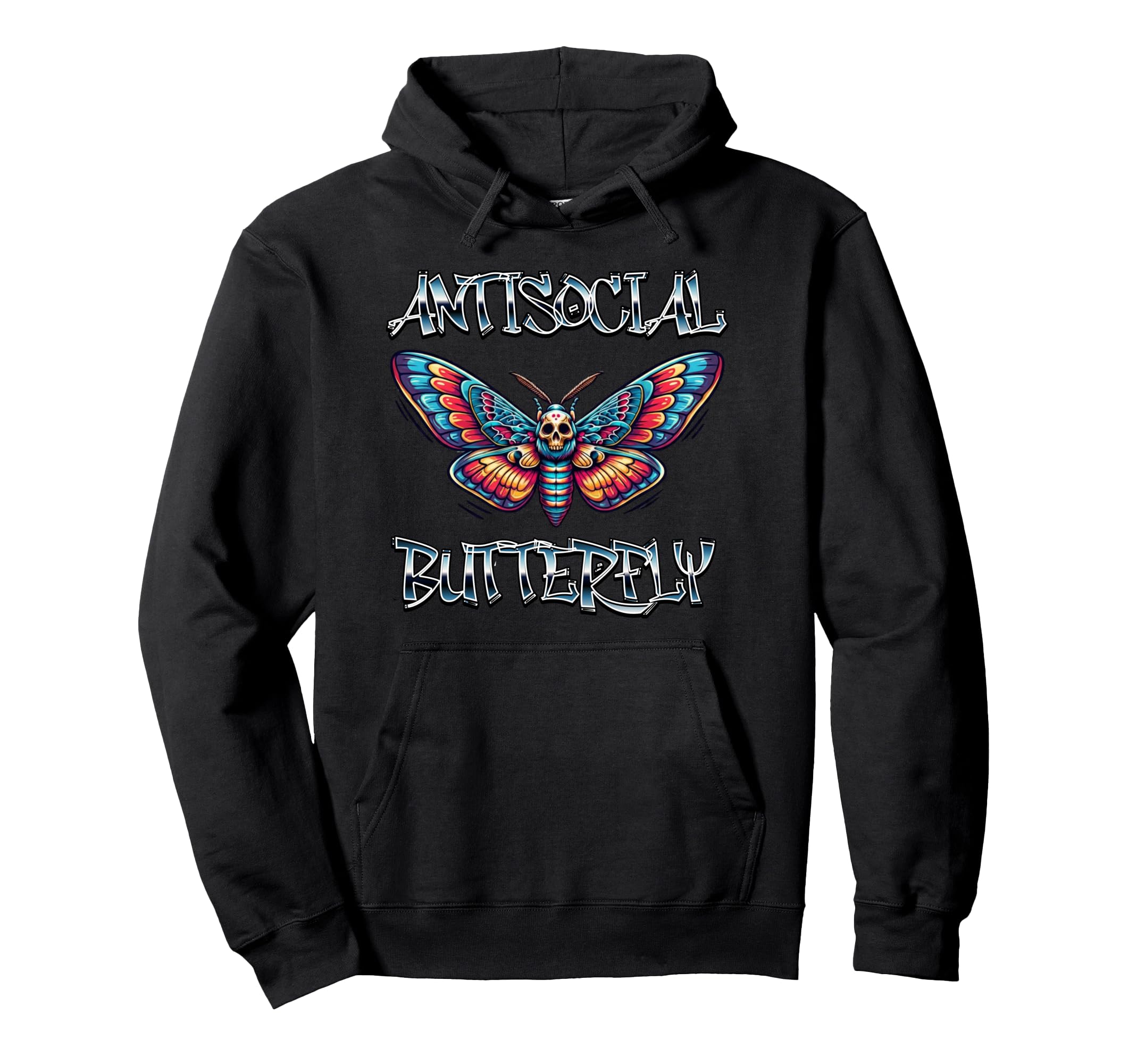 Antisocial Butterfly Hoodie - Unique Graphic Unisex - T-Shirt, Sweatshirt, Hoodie