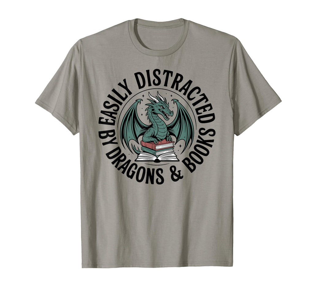 Easily Distracted Dragons Books T-Shirt - Fun Novelty Design Unisex - T-Shirt, Sweatshirt, Hoodie