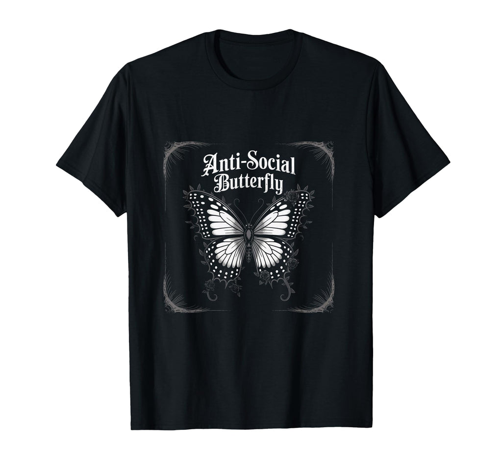 Gothic Antisocial Butterfly Teens T-Shirt - Novelty Apparel for Adults - T-Shirt, Sweatshirt, Hoodie