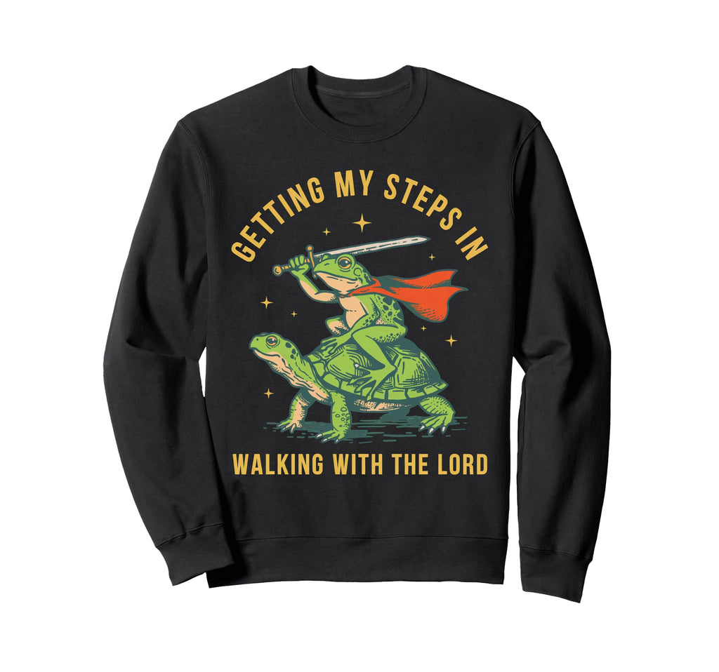 Getting My Steps Walking Lord Frog Sweatshirt - Trendy Graphic Men Women - T-Shirt, Sweatshirt, Hoodie