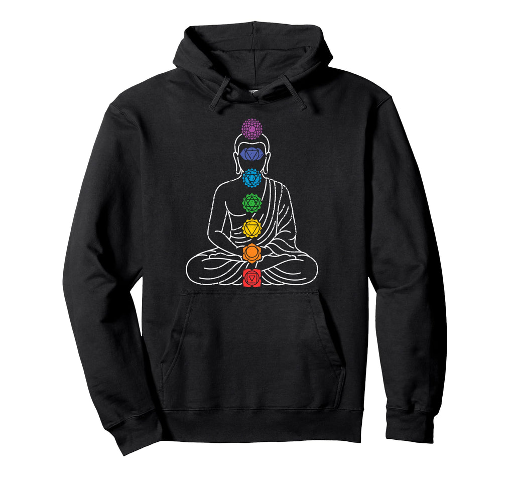 Buddha Yoga Lotus Pose Chakras Hoodie - Novelty Apparel Men Women - T-Shirt, Sweatshirt, Hoodie