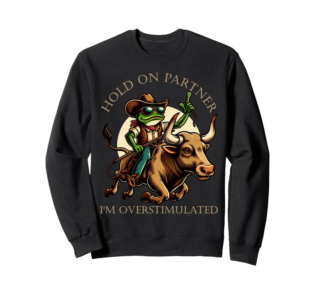 Funny Frog Riding Bull Hold Partner Sweatshirt - Trendy Graphic Men Women - T-Shirt, Sweatshirt, Hoodie
