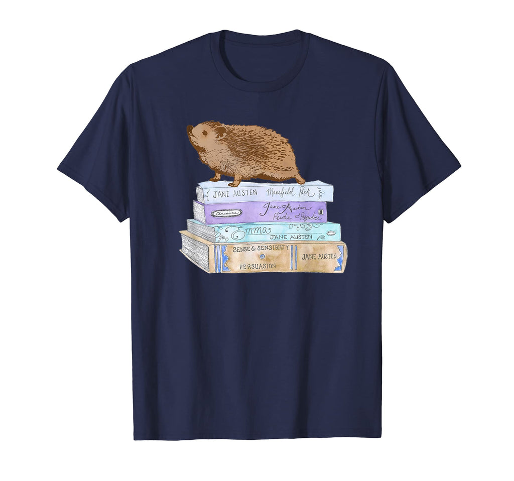 Adorable Hedgehog Jane Austen Book Nerd T-Shirt - Fun Novelty Design Unisex - T-Shirt, Sweatshirt, Hoodie