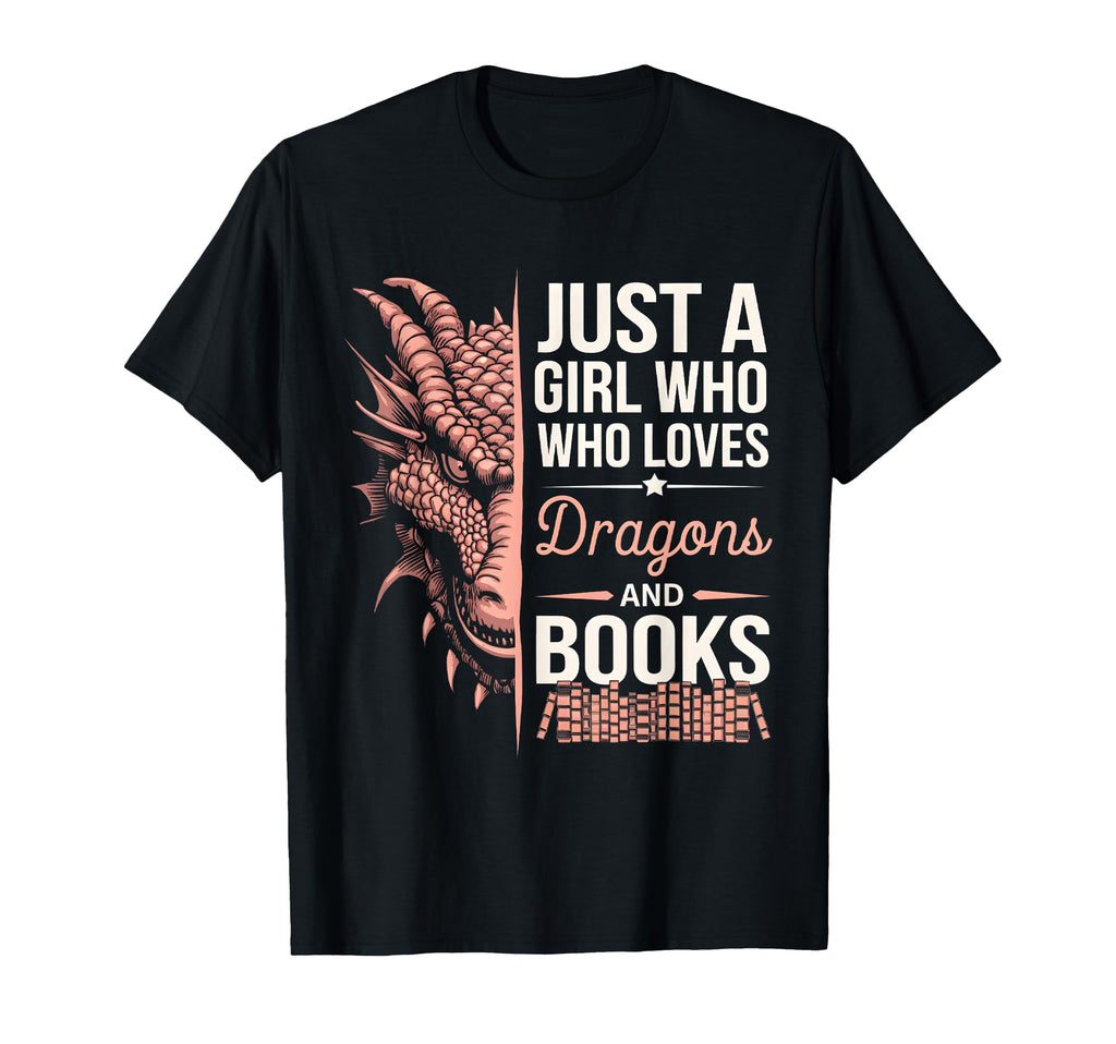 Just Who Loves Dragons And Books T-Shirt - Trendy Graphic for Adults - T-Shirt, Sweatshirt, Hoodie