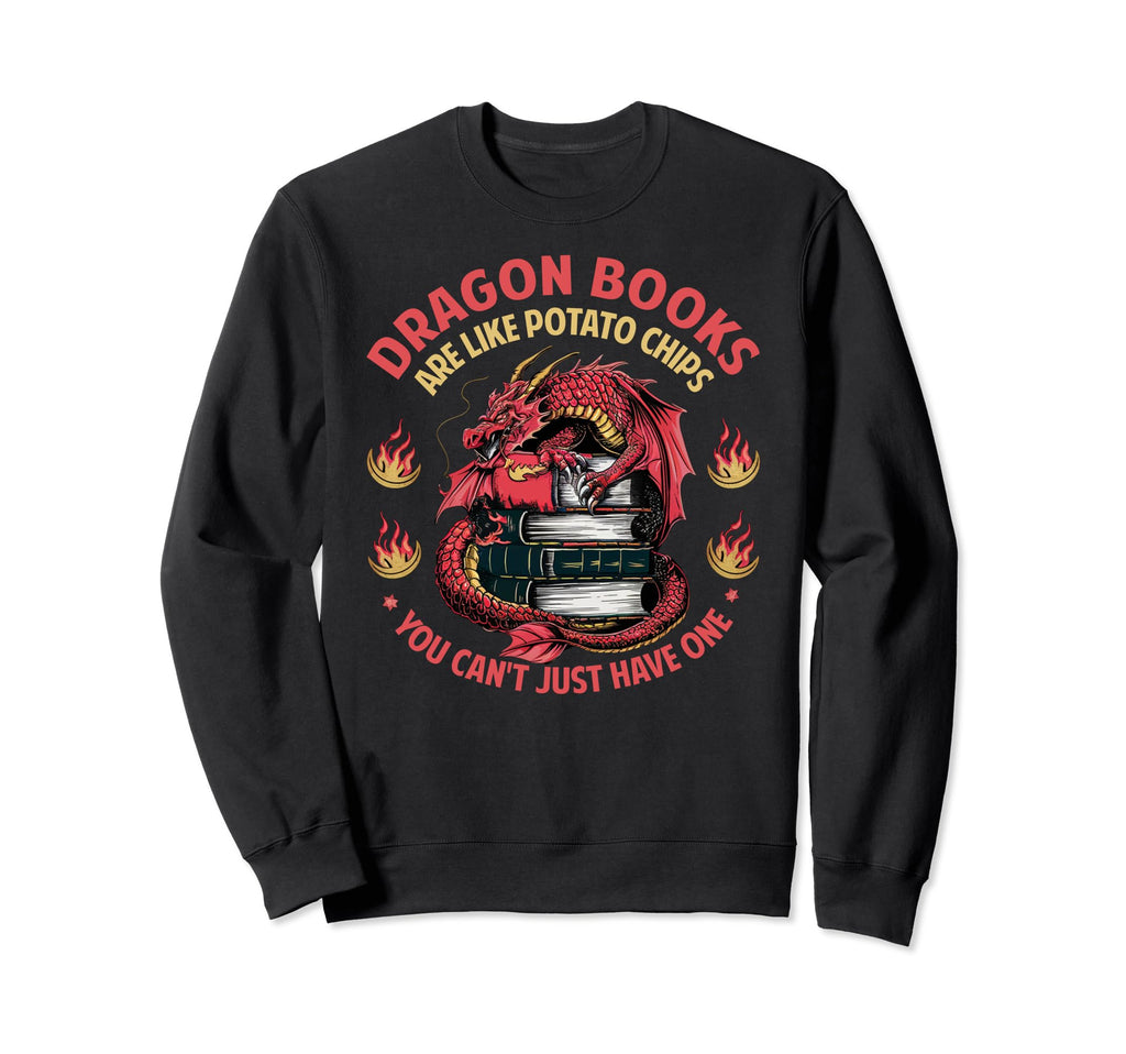 Dragon Books Lover Potato Chips Sweatshirt - Casual Everyday Wear Unisex - T-Shirt, Sweatshirt, Hoodie