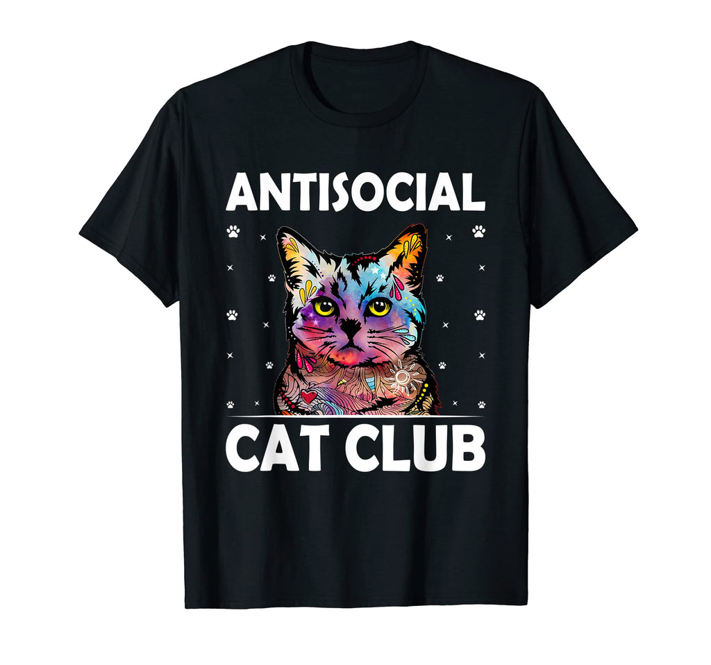 Antisocial Cat Club Introvert Cat Lover T-Shirt - Custom Art Print Unisex - T-Shirt, Sweatshirt, Hoodie