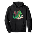 Dragon Wearing Glasses Reading Book Hoodie - Casual Everyday Wear Unisex - T-Shirt, Sweatshirt, Hoodie