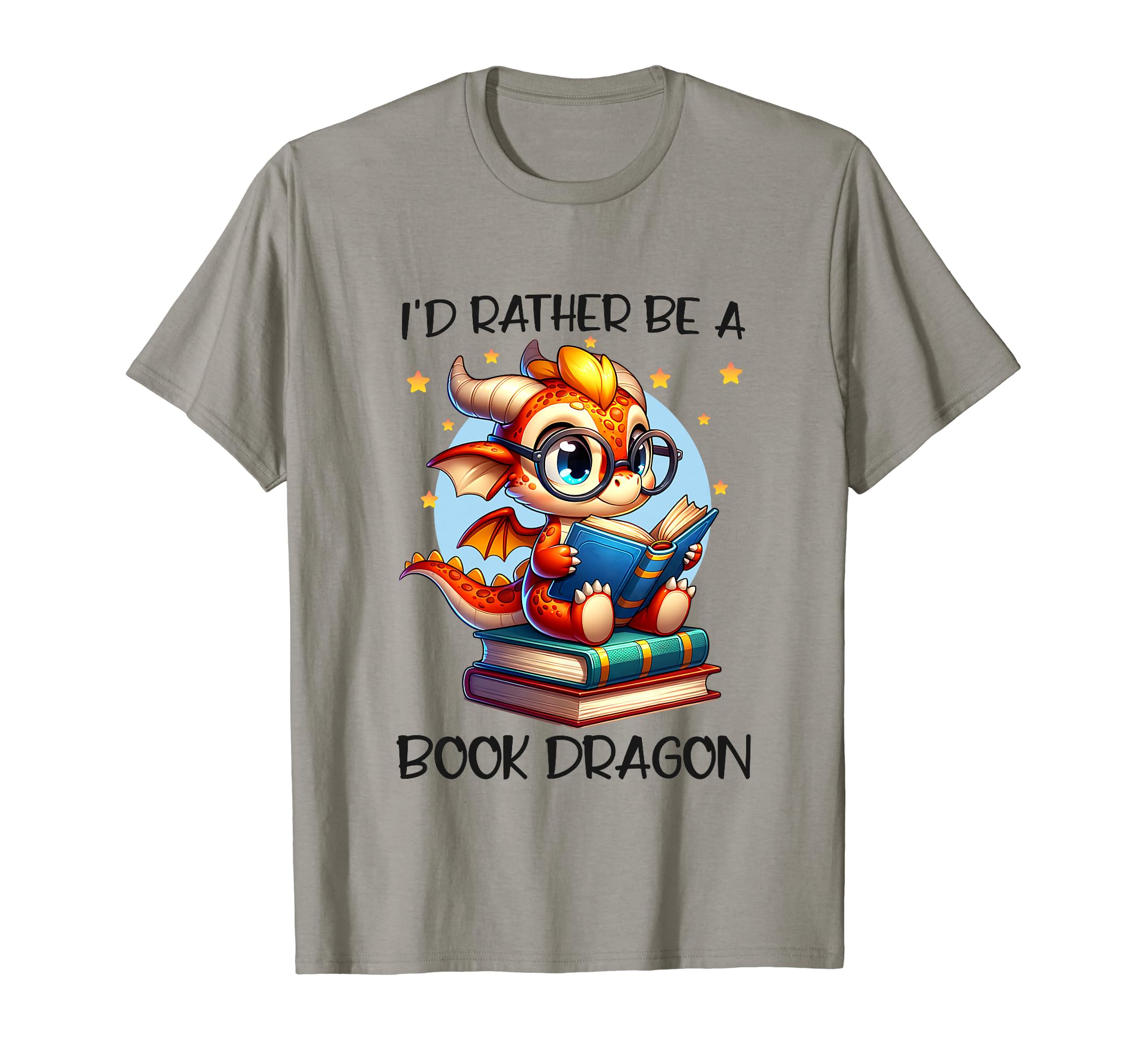 Id Rather Be Book Dragon Reading T-Shirt - Novelty Apparel for Adults - T-Shirt, Sweatshirt, Hoodie