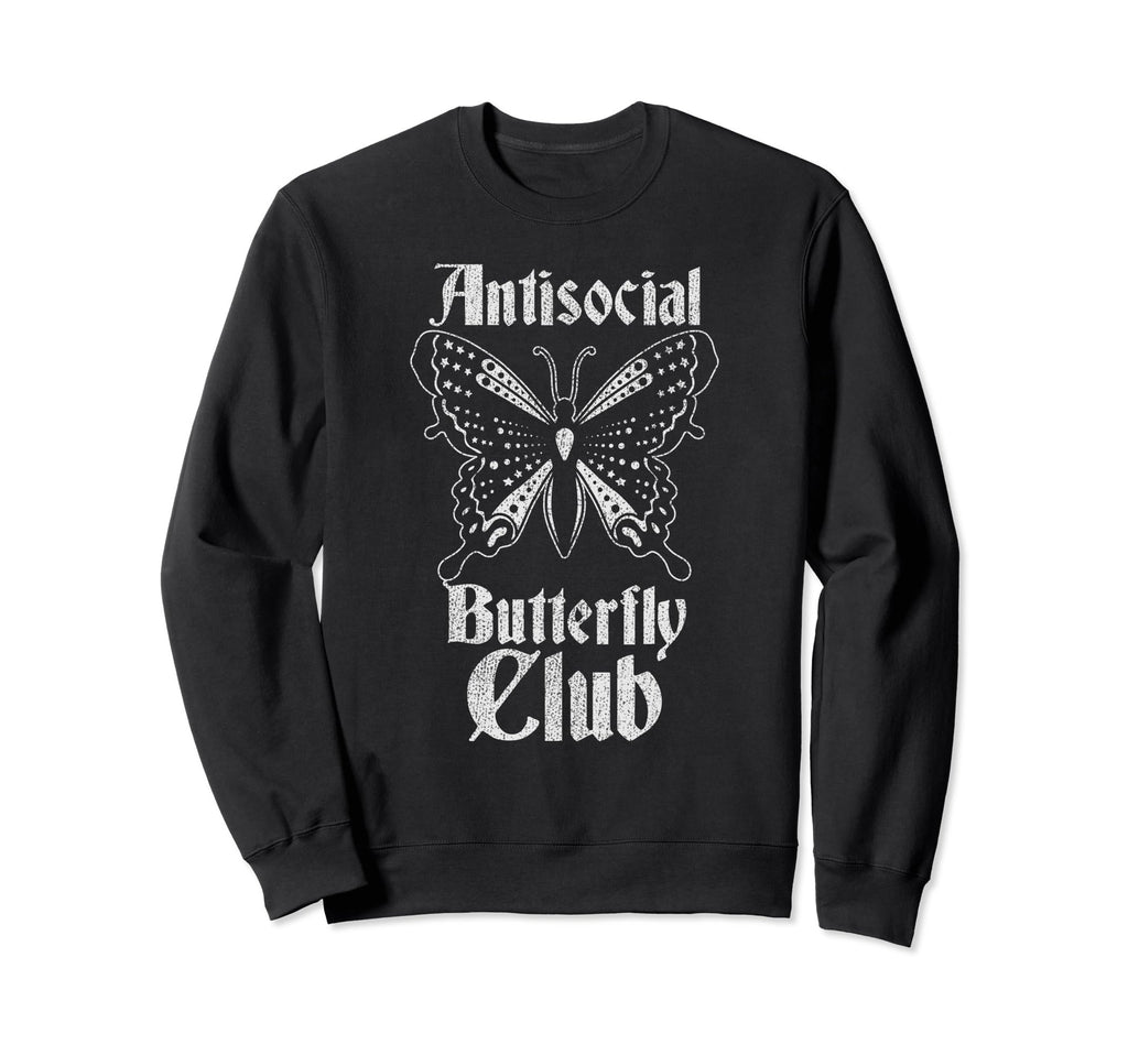 Antisocial Butterfly Club Sweatshirt - Minimalist Print Men Women - T-Shirt, Sweatshirt, Hoodie