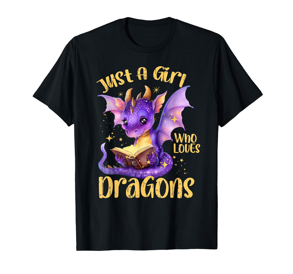 Just Who Loves Dragons Books Bookworm T-Shirt - Minimalist Print Men Women - T-Shirt, Sweatshirt, Hoodie