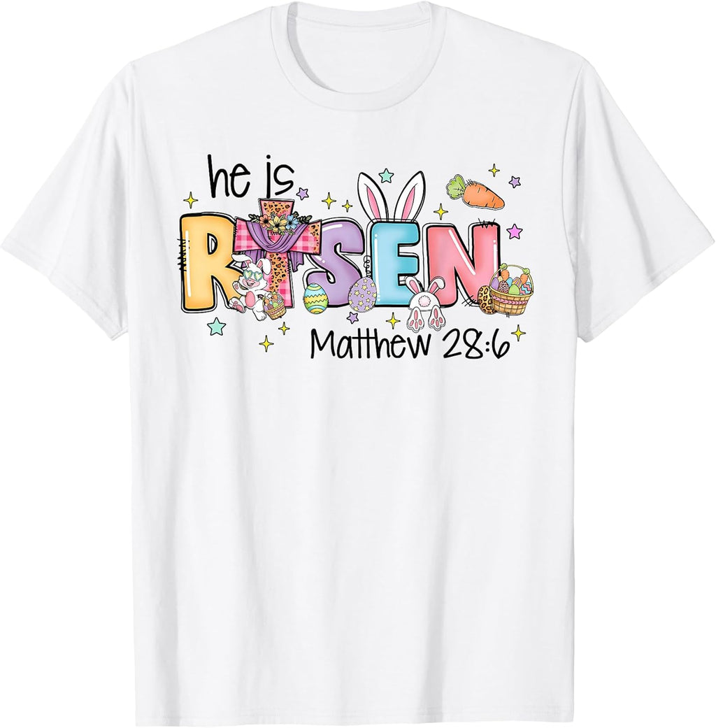 He Is Risen Christian Jesus Bunny Eggs Easter Unisex T-shirt, Sweatshirt, Hoodie, Long Sleeve Tee - T-Shirt, Sweatshirt, Hoodie