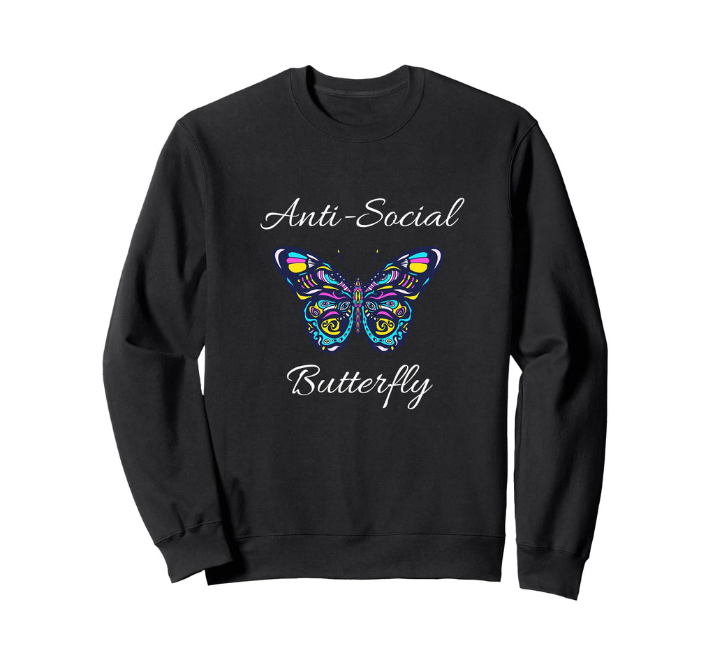 Anti Social Butterfly Bold Simple Sweatshirt - Trendy Graphic for Adults - T-Shirt, Sweatshirt, Hoodie