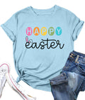 Happy Easter Shirts for Women: Easter Bunny Tshirt Funny Easter Letter Print Casual Short Sleeve Tops - T-Shirt, Sweatshirt, Hoodie