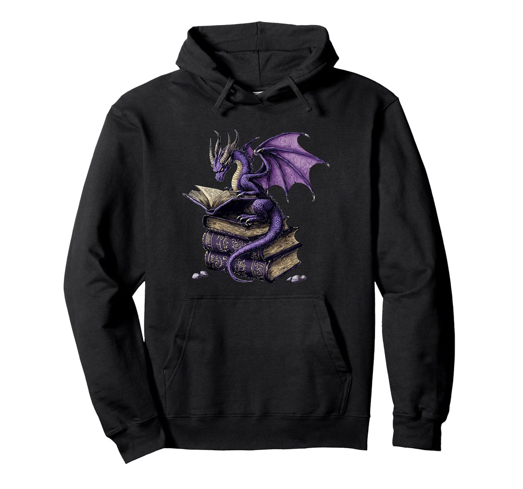 Dragon Reading Book Fantasy Reader Hoodie - Fun Novelty Design Men Women - T-Shirt, Sweatshirt, Hoodie