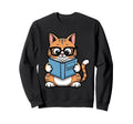 Cat Reading Book Nerd Kitty Sweatshirt - Casual Everyday Wear Men Women - T-Shirt, Sweatshirt, Hoodie