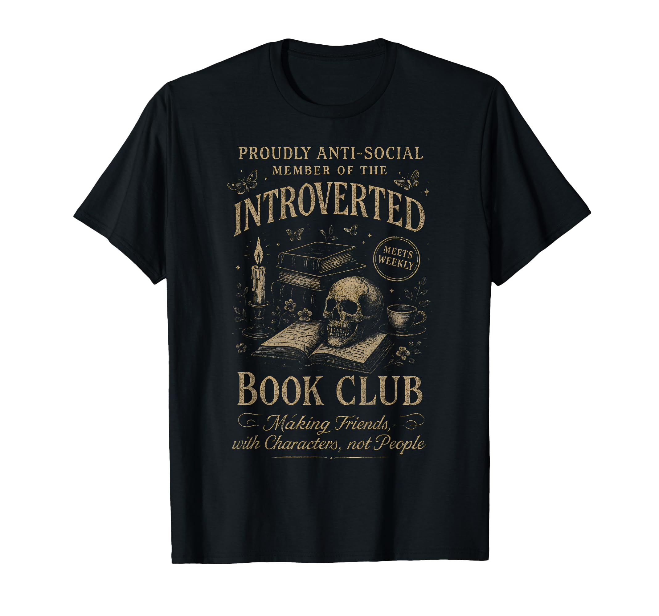 Introverted Book Club Skull And T-Shirt - Fun Novelty Design Men Women - T-Shirt, Sweatshirt, Hoodie
