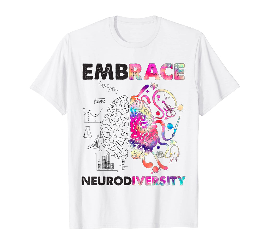 Embrace Neurodiversity Brain Embrace T-Shirt - Novelty Apparel for Adults - T-Shirt, Sweatshirt, Hoodie