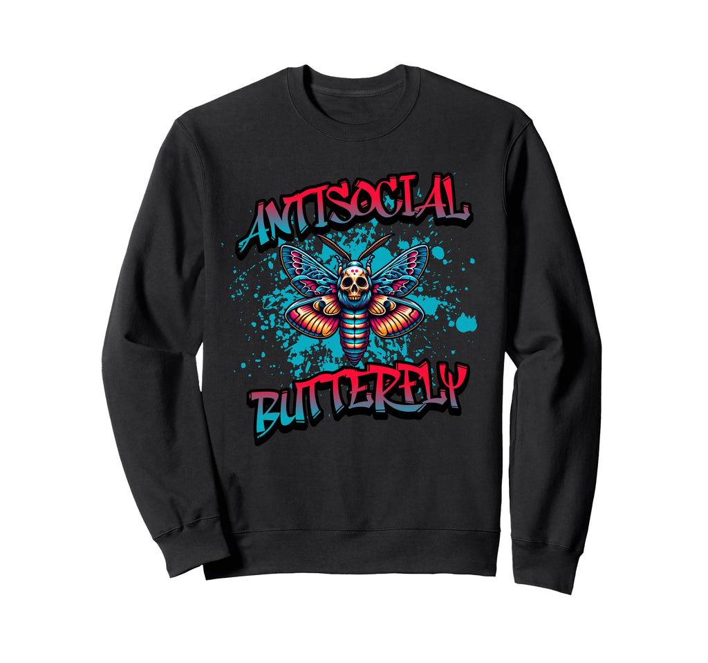 Antisocial Butterfly Funny Sweatshirt - Aesthetic Graphic Men Women - T-Shirt, Sweatshirt, Hoodie