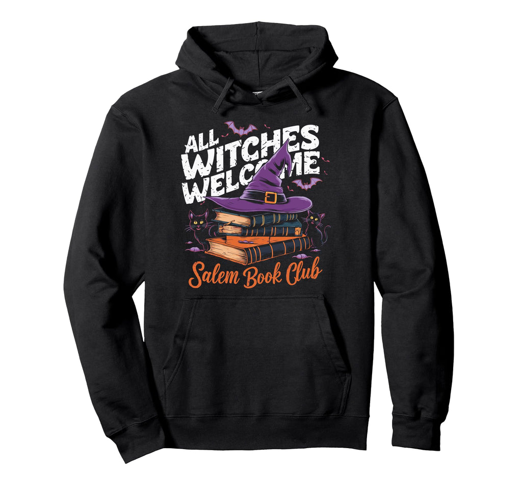 All Witches Welcome Salem Book Club Hoodie - Novelty Apparel for Adults - T-Shirt, Sweatshirt, Hoodie