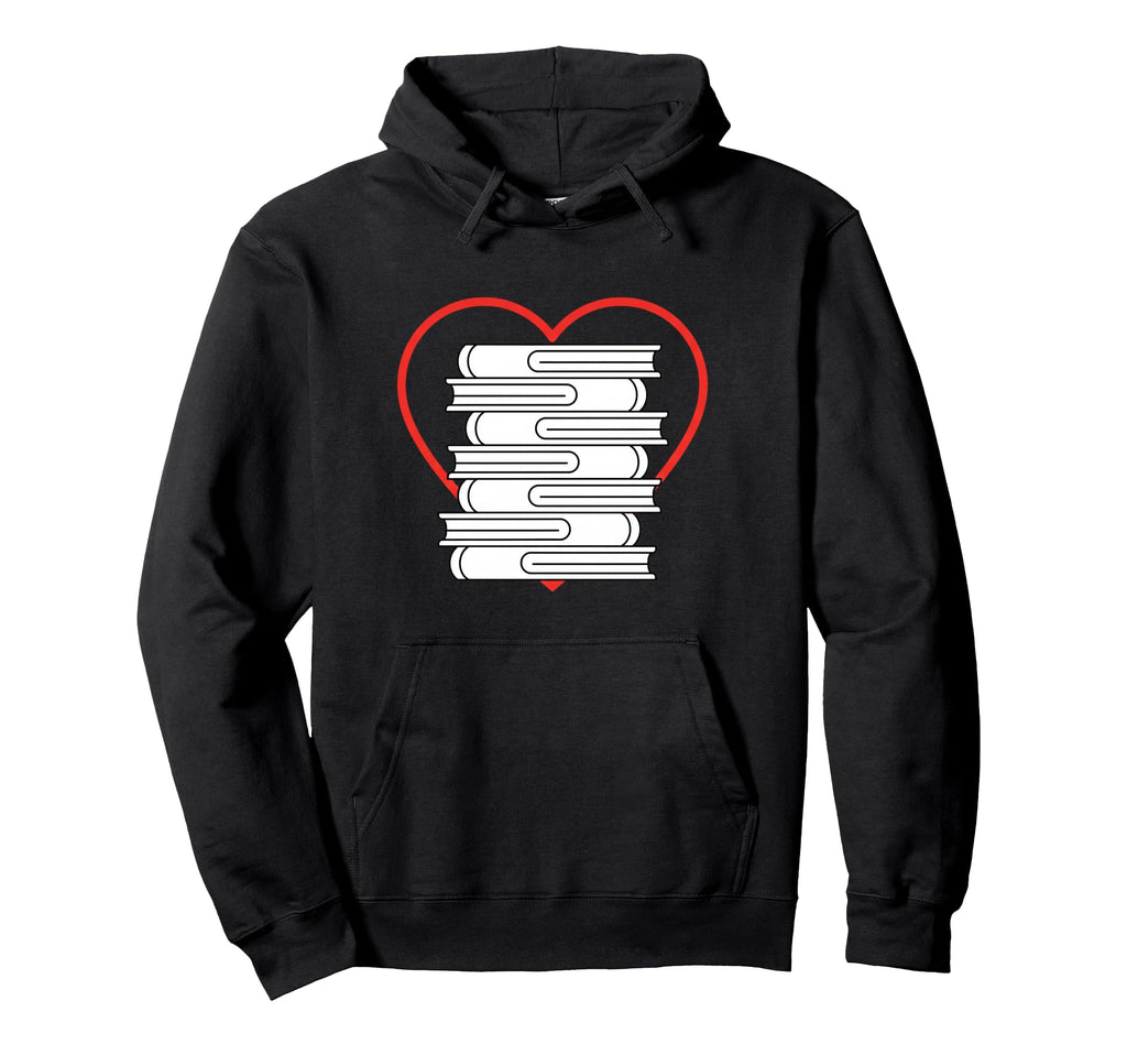 Stack Heart Reading Literary Librarian Hoodie - Novelty Apparel Men Women - T-Shirt, Sweatshirt, Hoodie
