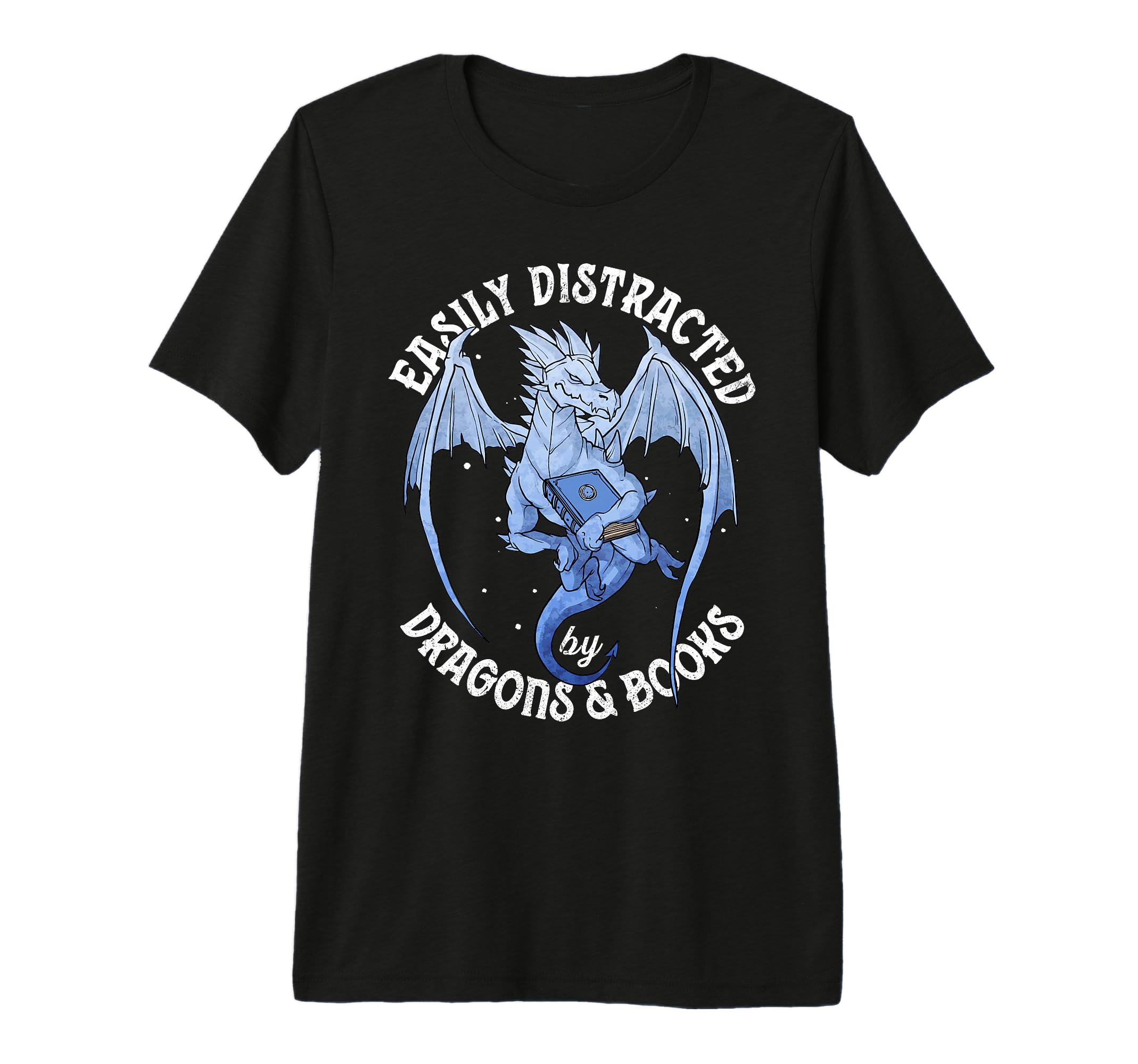 Reading Dragon Easily Distracted Books T-Shirt - Unique Graphic Men Women - T-Shirt, Sweatshirt, Hoodie