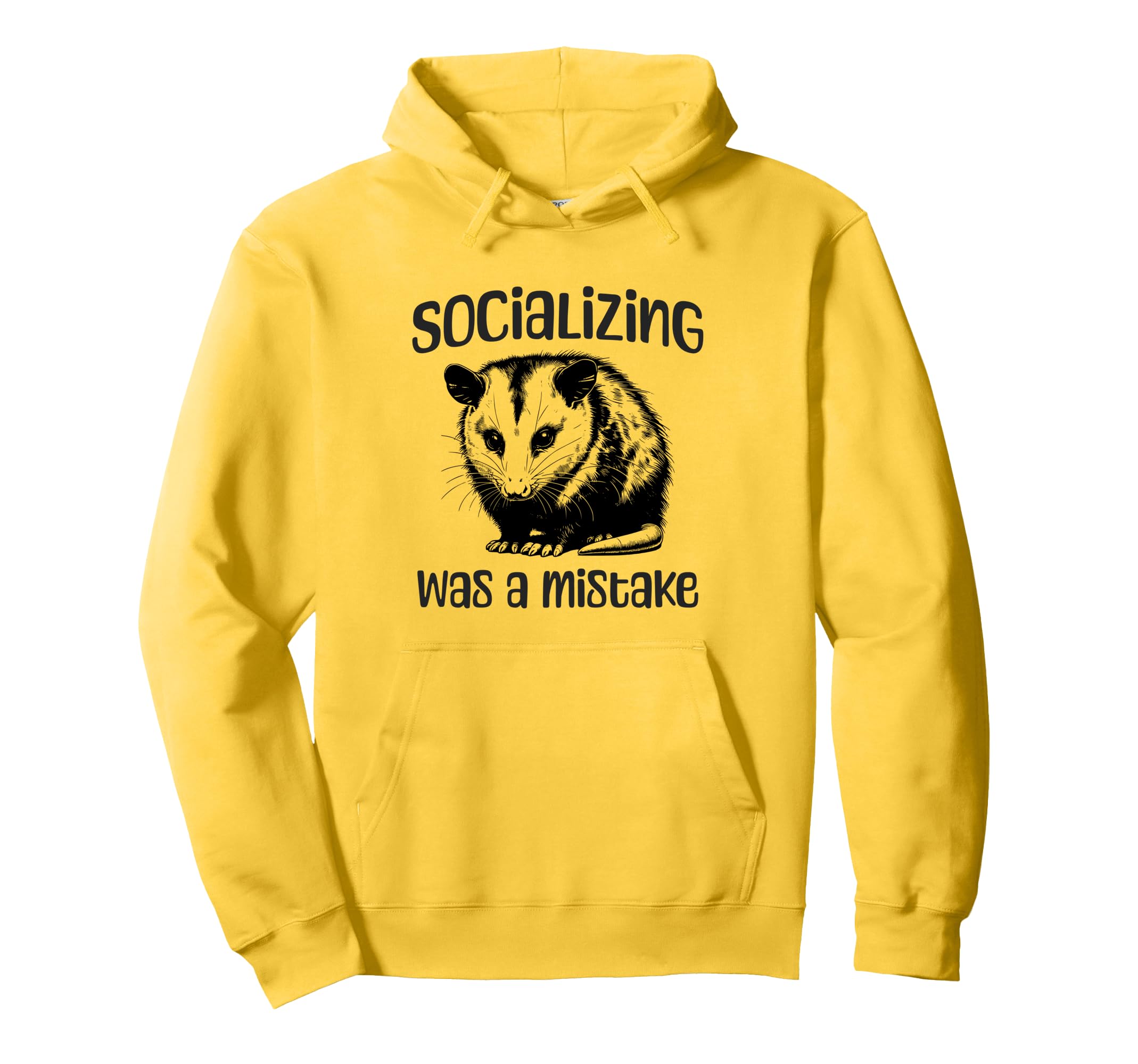 Socializing Was Mistake Funny Opossum Hoodie - Graphic Print Unisex - T-Shirt, Sweatshirt, Hoodie