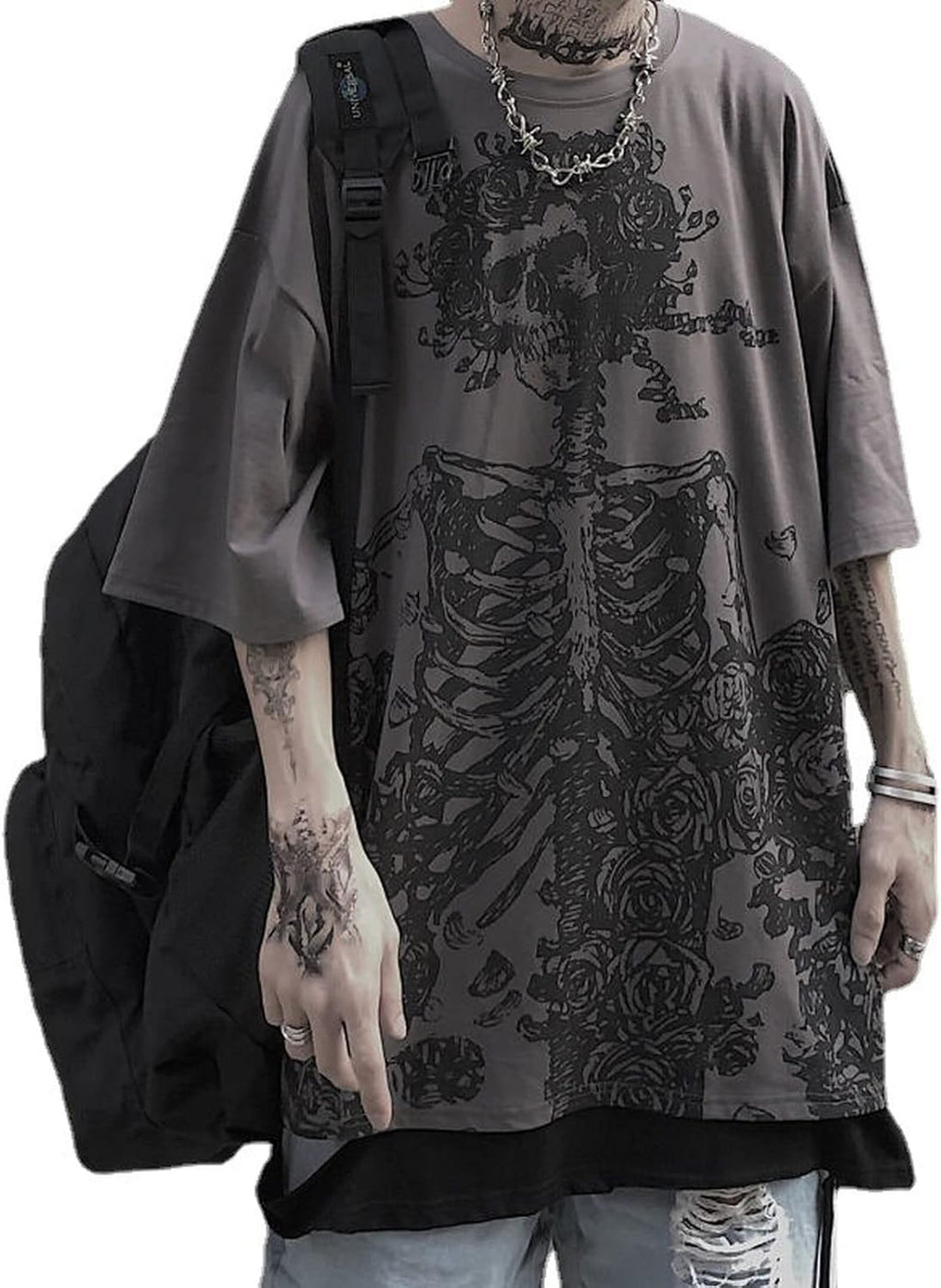 Women Man Y2K Skeleton T-Shirt, Punk Aesthetic Goth Skull Graphic Alternative Grunge Oversized Top Tshirts Streetwear - T-Shirt, Sweatshirt, Hoodie