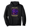 Just Who Loves Dragons And Books Mystical Hoodie - Trendy Graphic Unisex - T-Shirt, Sweatshirt, Hoodie