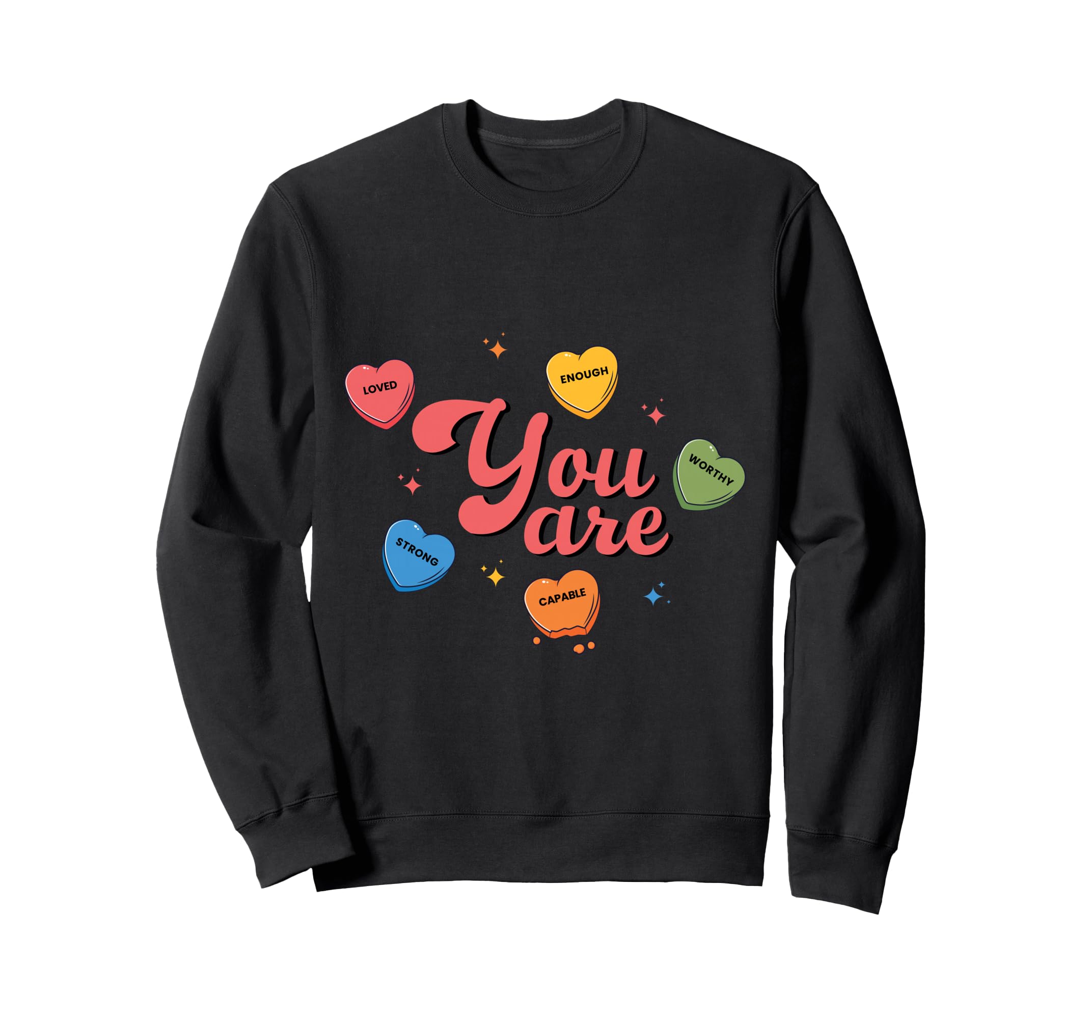 Candy Heart Teacher Valentines Sweatshirt - Minimalist Print for Adults - T-Shirt, Sweatshirt, Hoodie
