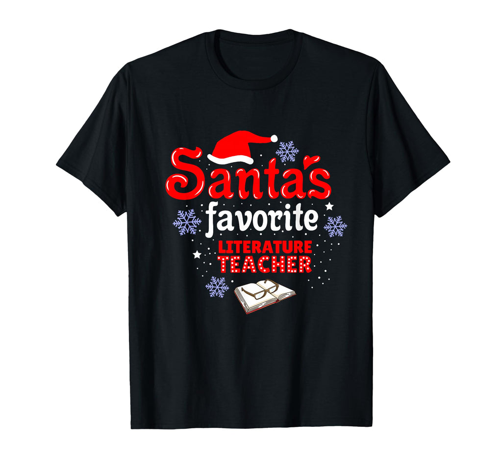 Santas Favorite Literature Teacher T-Shirt - Custom Art Print Men Women - T-Shirt, Sweatshirt, Hoodie