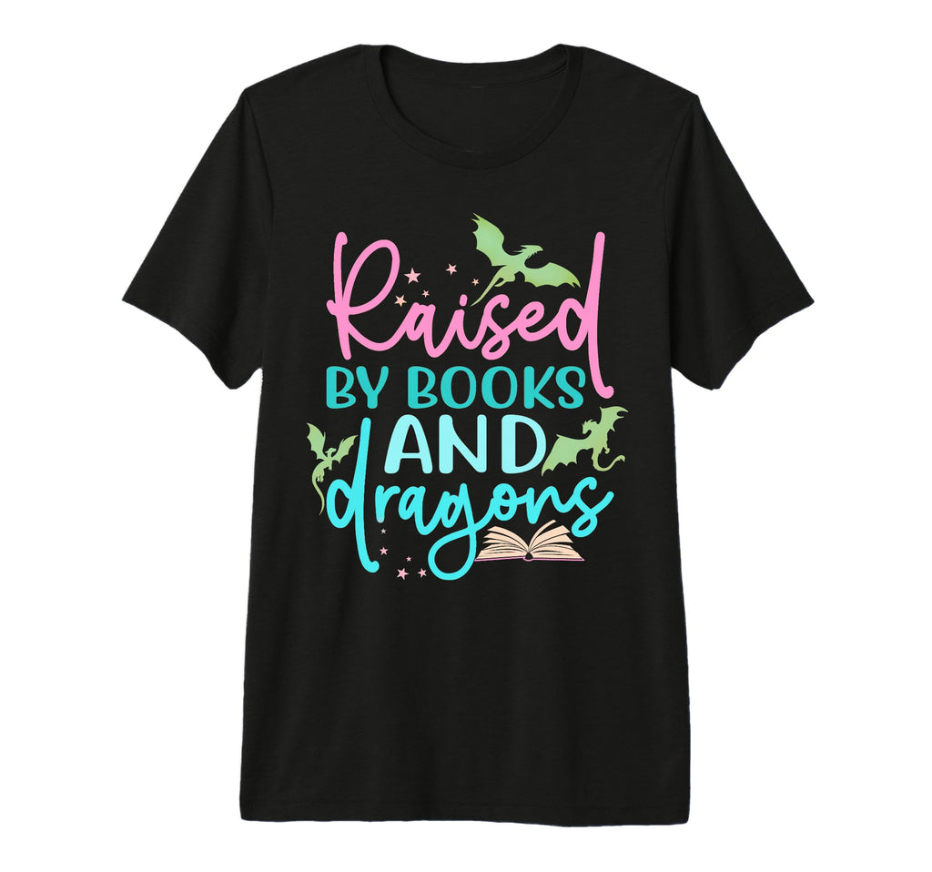 Raised Books And Dragons Fantasy Book T-Shirt - Trendy Graphic Unisex - T-Shirt, Sweatshirt, Hoodie