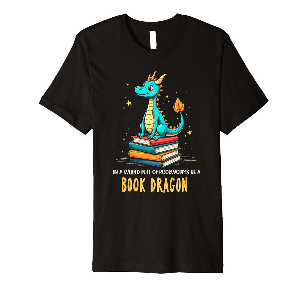 Unique Book Dragon Message Happy T-Shirt - Minimalist Print for Adults - T-Shirt, Sweatshirt, Hoodie