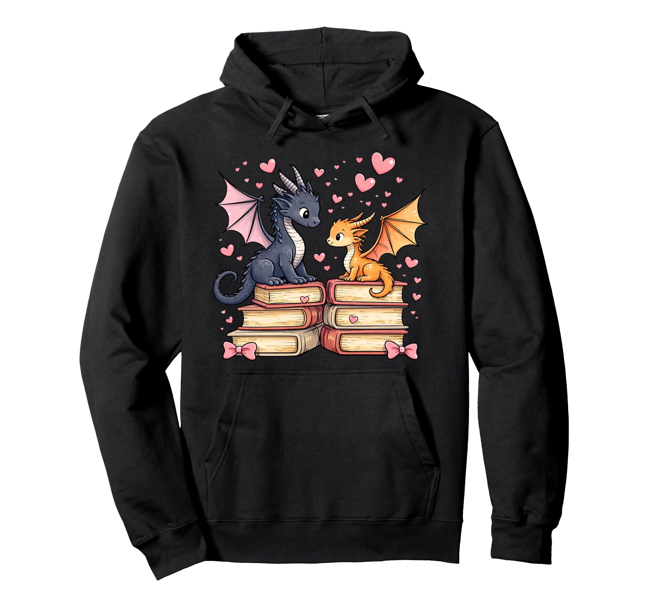 Dragons Couple Reading Books Fantasy Hoodie - Aesthetic Graphic for Adults - T-Shirt, Sweatshirt, Hoodie