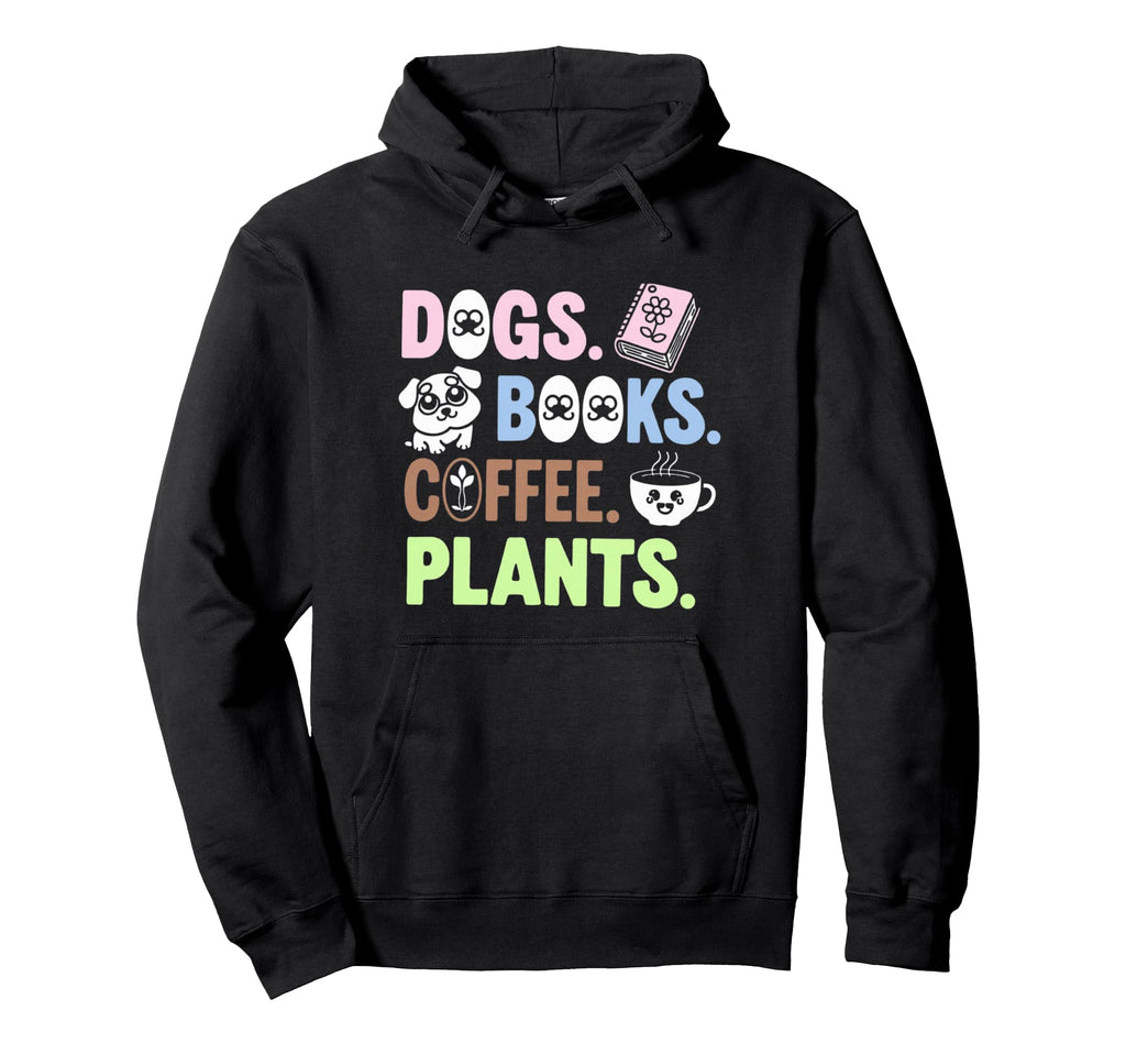 Funny Dogs Books Coffee Plant Lover Hoodie - Aesthetic Graphic Men Women - T-Shirt, Sweatshirt, Hoodie