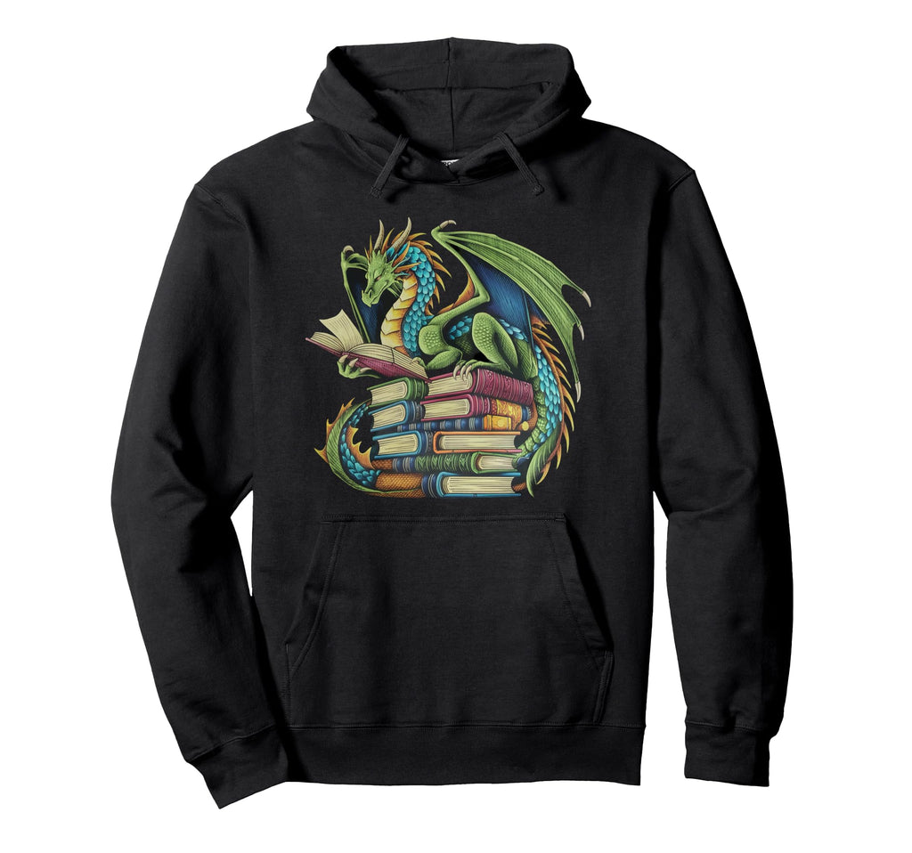 Dragon Reading Book Bookworm Bookish Hoodie - Custom Art Print Unisex - T-Shirt, Sweatshirt, Hoodie