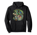 Dragon Reading Book Bookworm Bookish Hoodie - Custom Art Print Unisex - T-Shirt, Sweatshirt, Hoodie