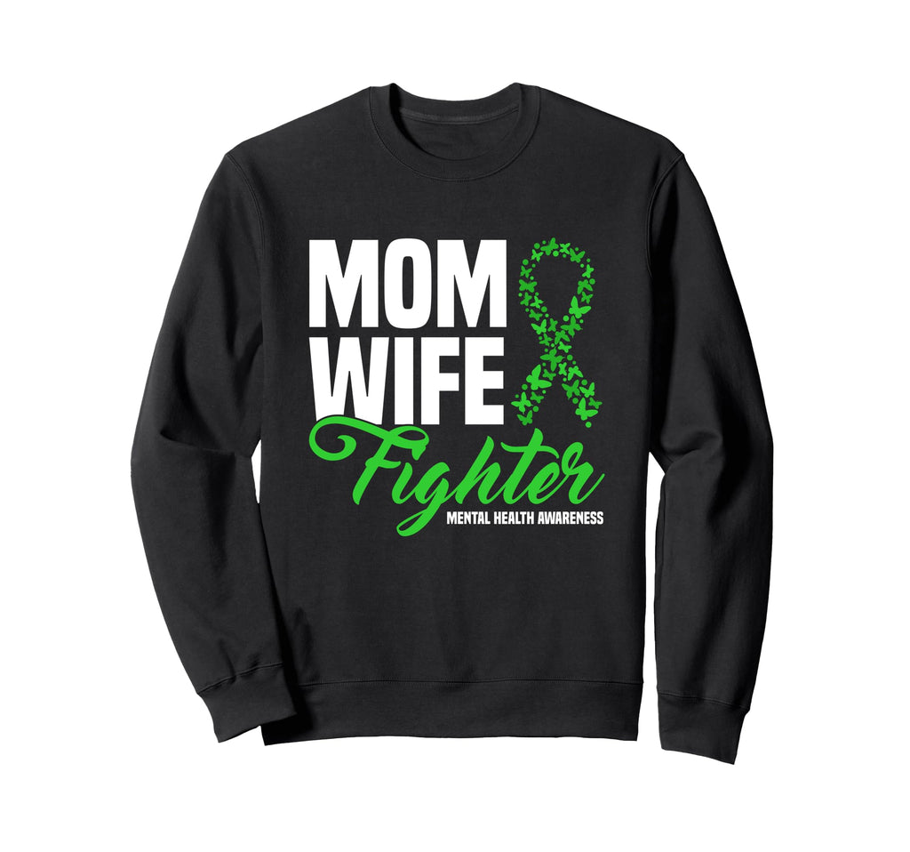 Mom Wife Fighter Lime Green Sweatshirt - Aesthetic Graphic for Adults - T-Shirt, Sweatshirt, Hoodie