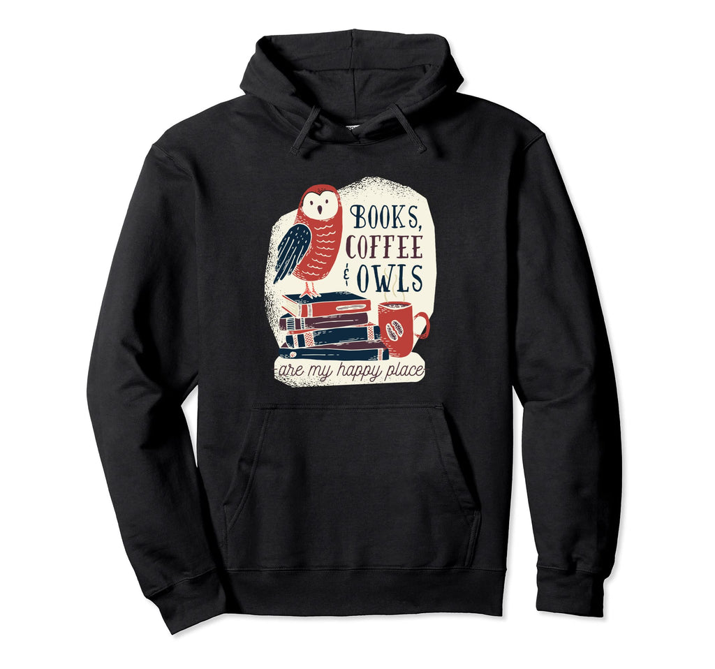 Funny Books Coffee And Owls Library Hoodie - Unique Graphic for Adults - T-Shirt, Sweatshirt, Hoodie