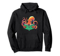 Octopus Reading Book Lover Bookworm Nerd Hoodie - Graphic Print Men Women - T-Shirt, Sweatshirt, Hoodie