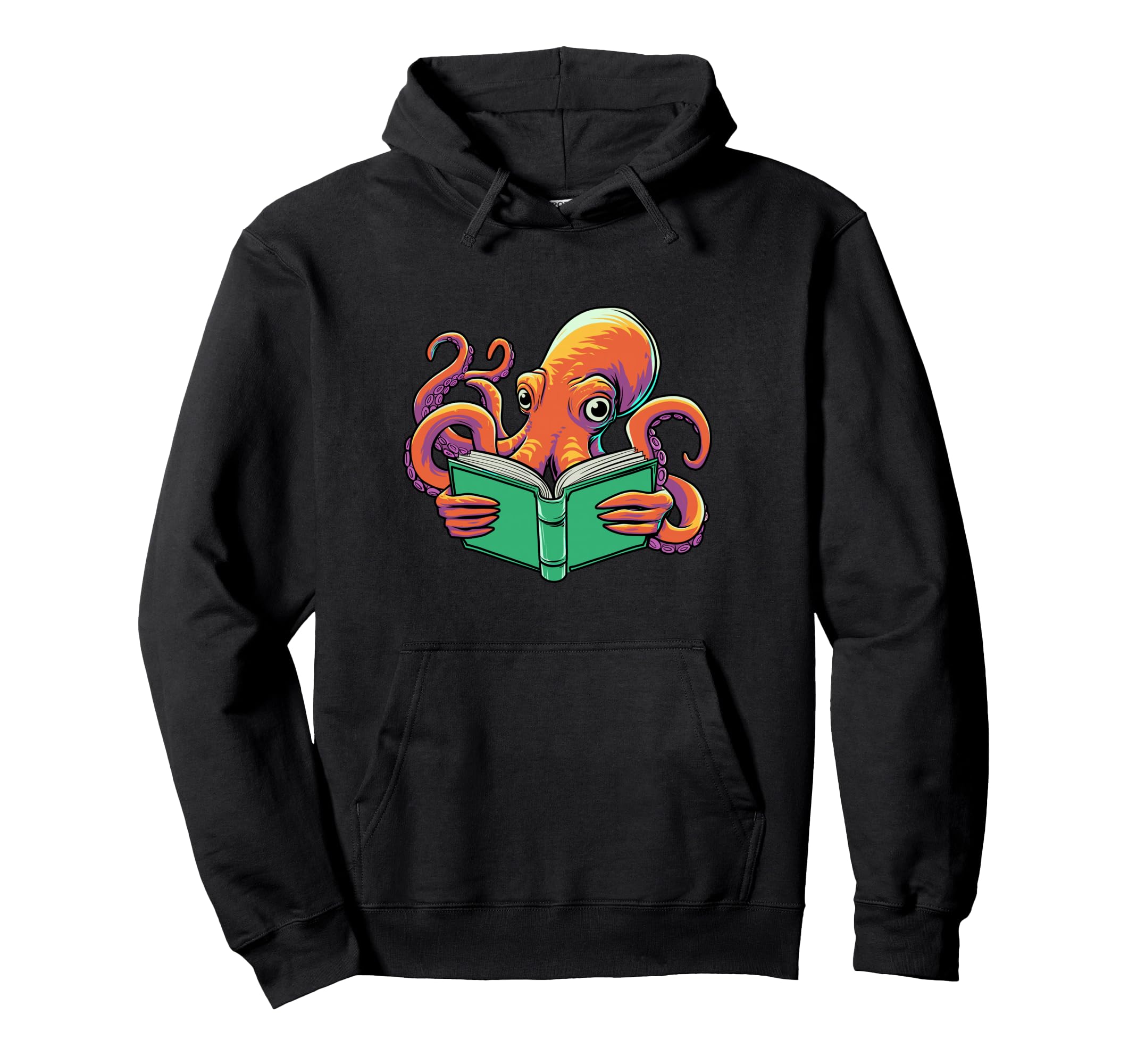 Octopus Reading Book Lover Bookworm Nerd Hoodie - Graphic Print Men Women - T-Shirt, Sweatshirt, Hoodie