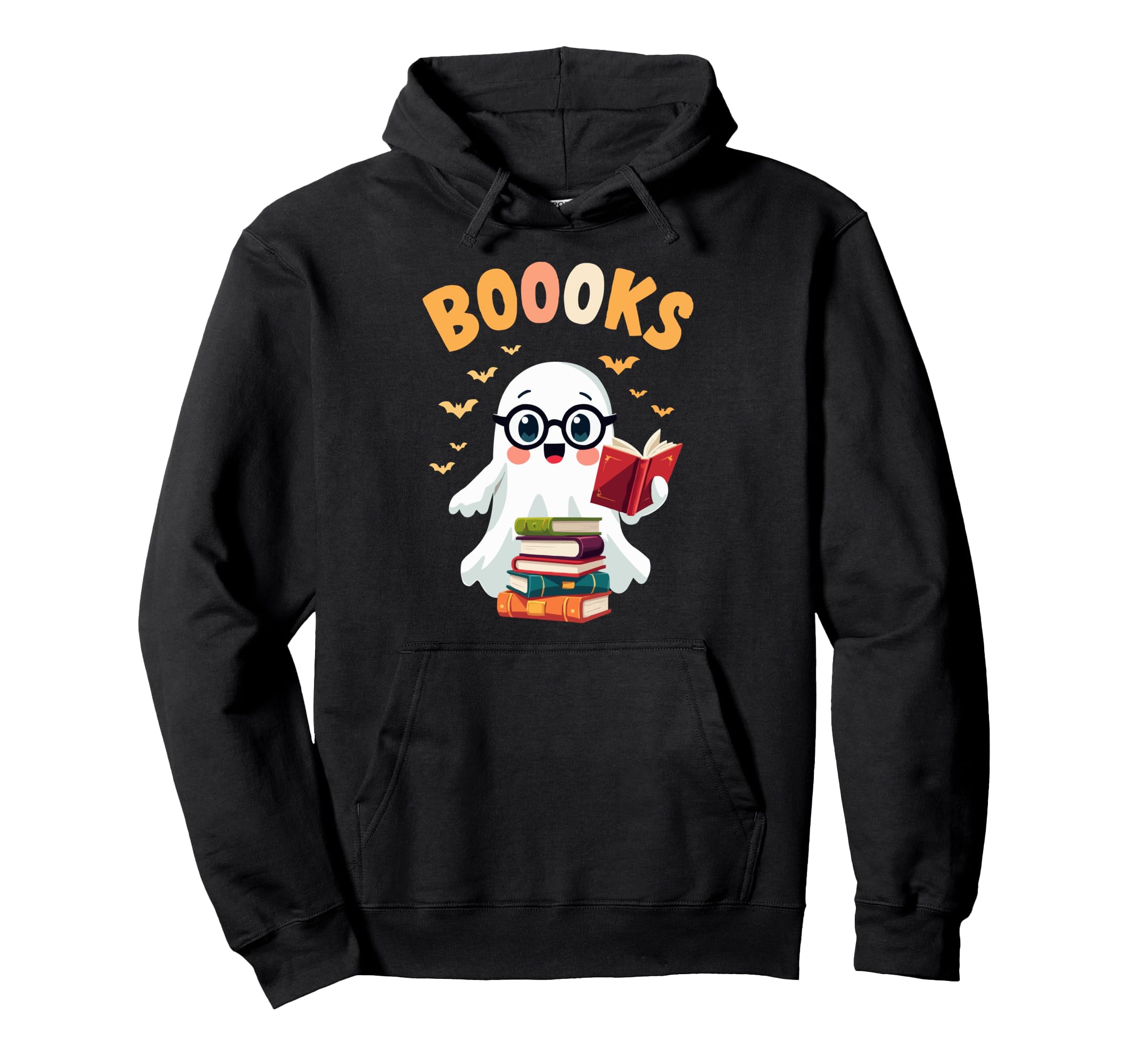 Funny Nerd Ghost Book Lover Halloween Hoodie - Minimalist Print Unisex - T-Shirt, Sweatshirt, Hoodie