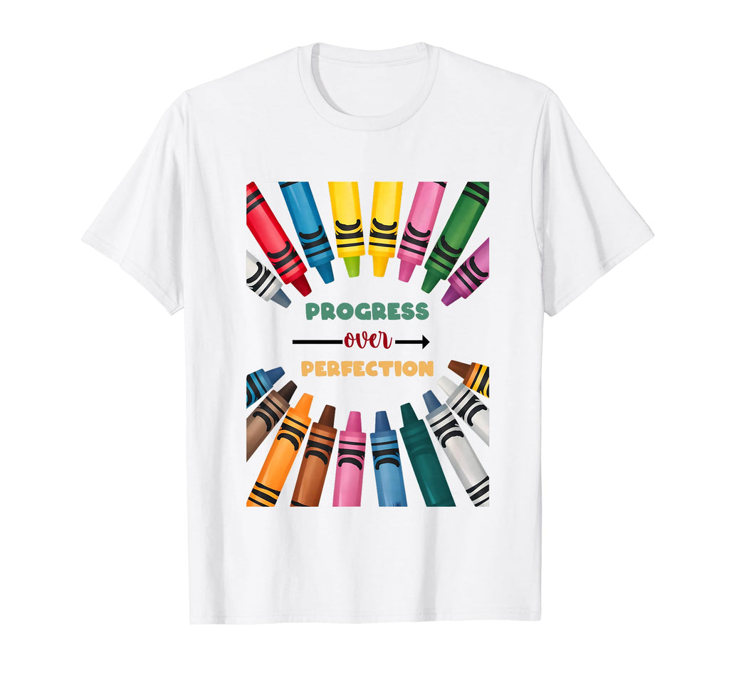 Progress Over Perfection Teacher T-Shirt - Aesthetic Graphic Men Women - T-Shirt, Sweatshirt, Hoodie