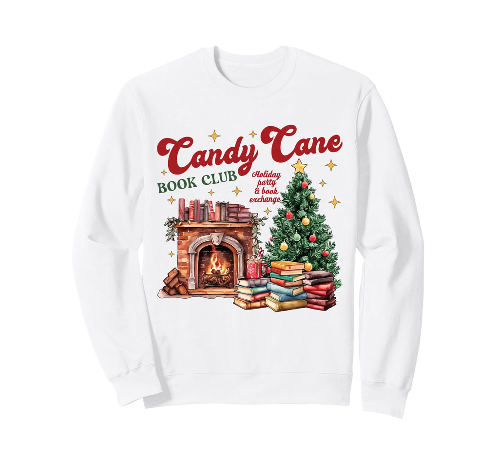 Candy Cane Book Clubs Tree Sweatshirt - Casual Everyday Wear Unisex - T-Shirt, Sweatshirt, Hoodie