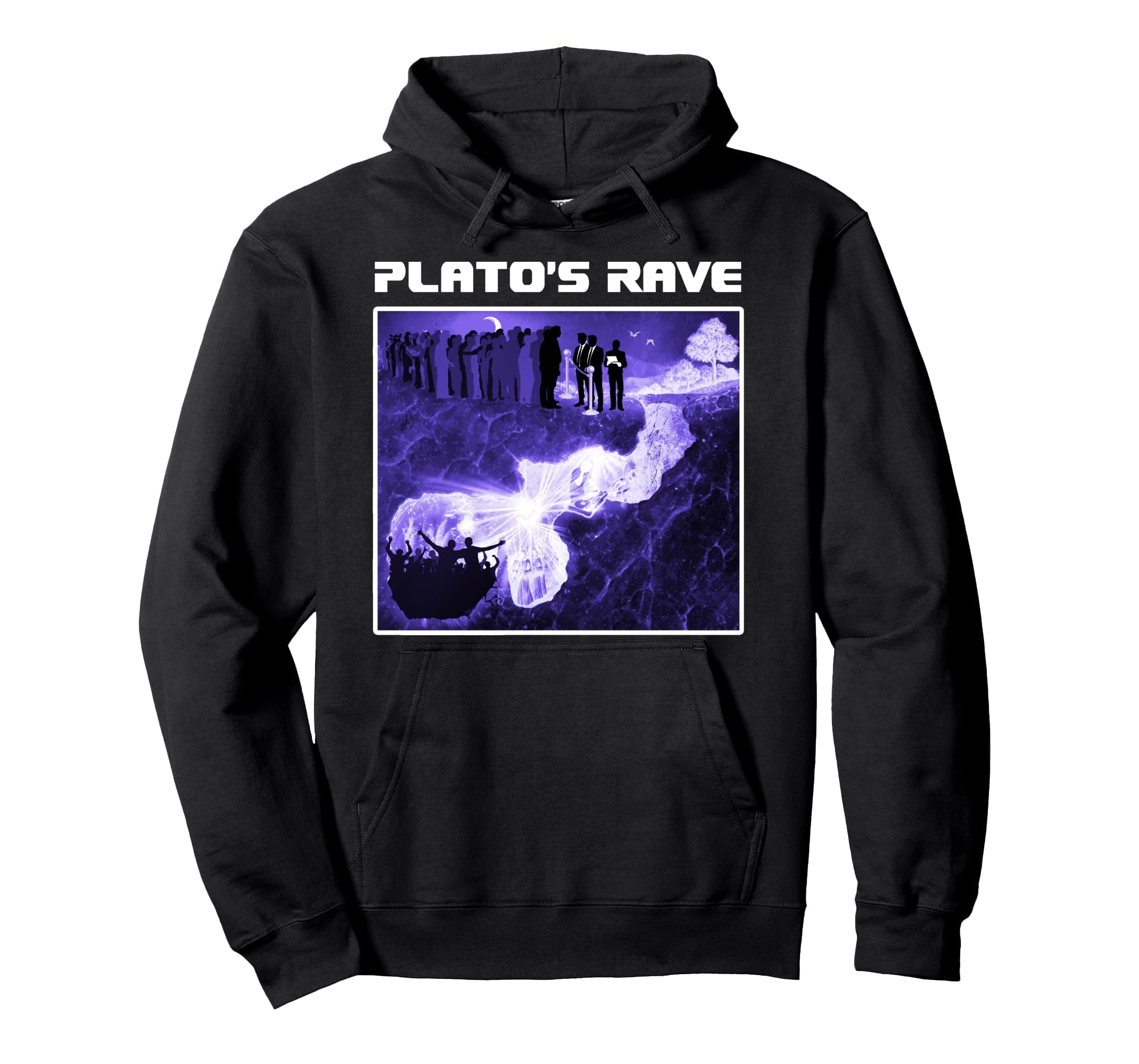 Platos Rave Cave Allegory Funny Raver Hoodie - Novelty Apparel Unisex - T-Shirt, Sweatshirt, Hoodie