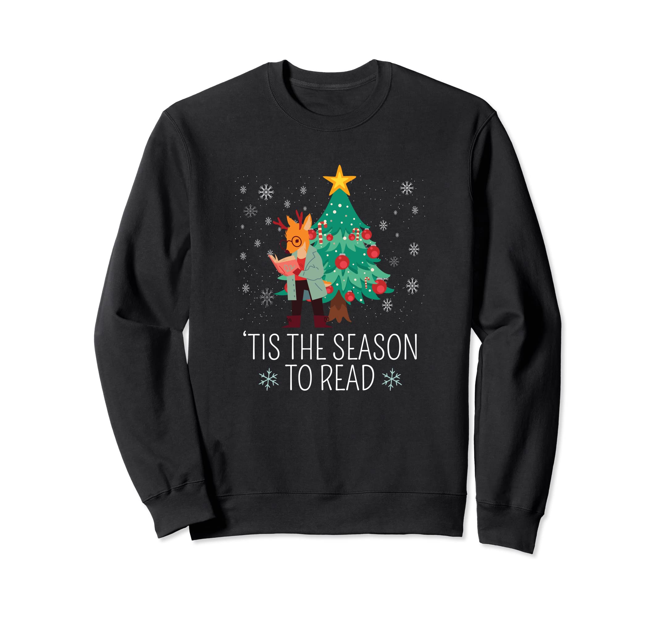 Tis Season To Read Reindeer Book Sweatshirt - Novelty Apparel Unisex - T-Shirt, Sweatshirt, Hoodie